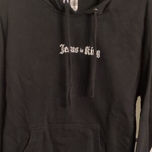Men's Black Hoodie with 'Jesus is King' Design